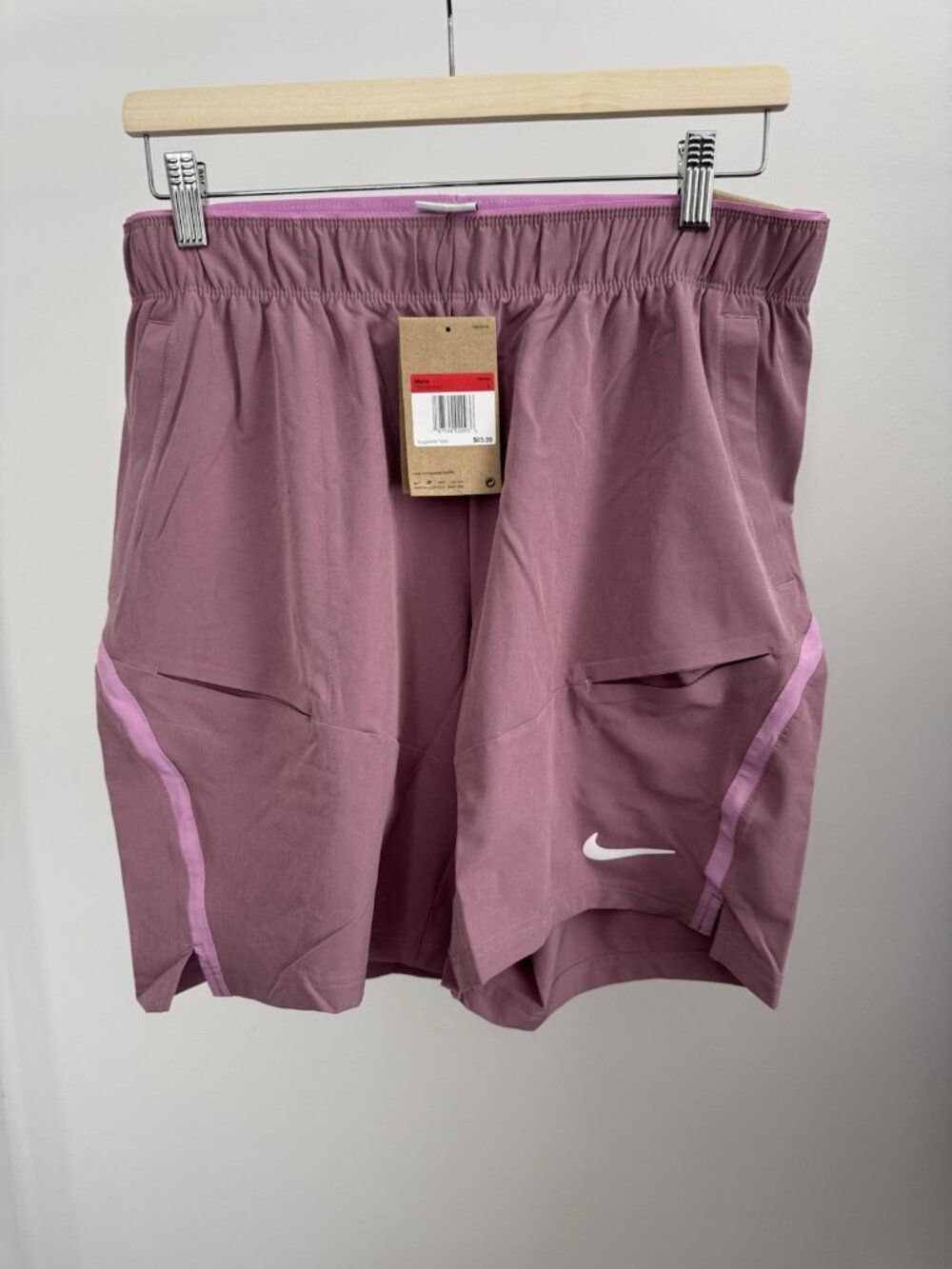 NikeCourt Dri-FIT Advantage 9in Tennis Shorts Men's Large Mauve Pink NWT $65